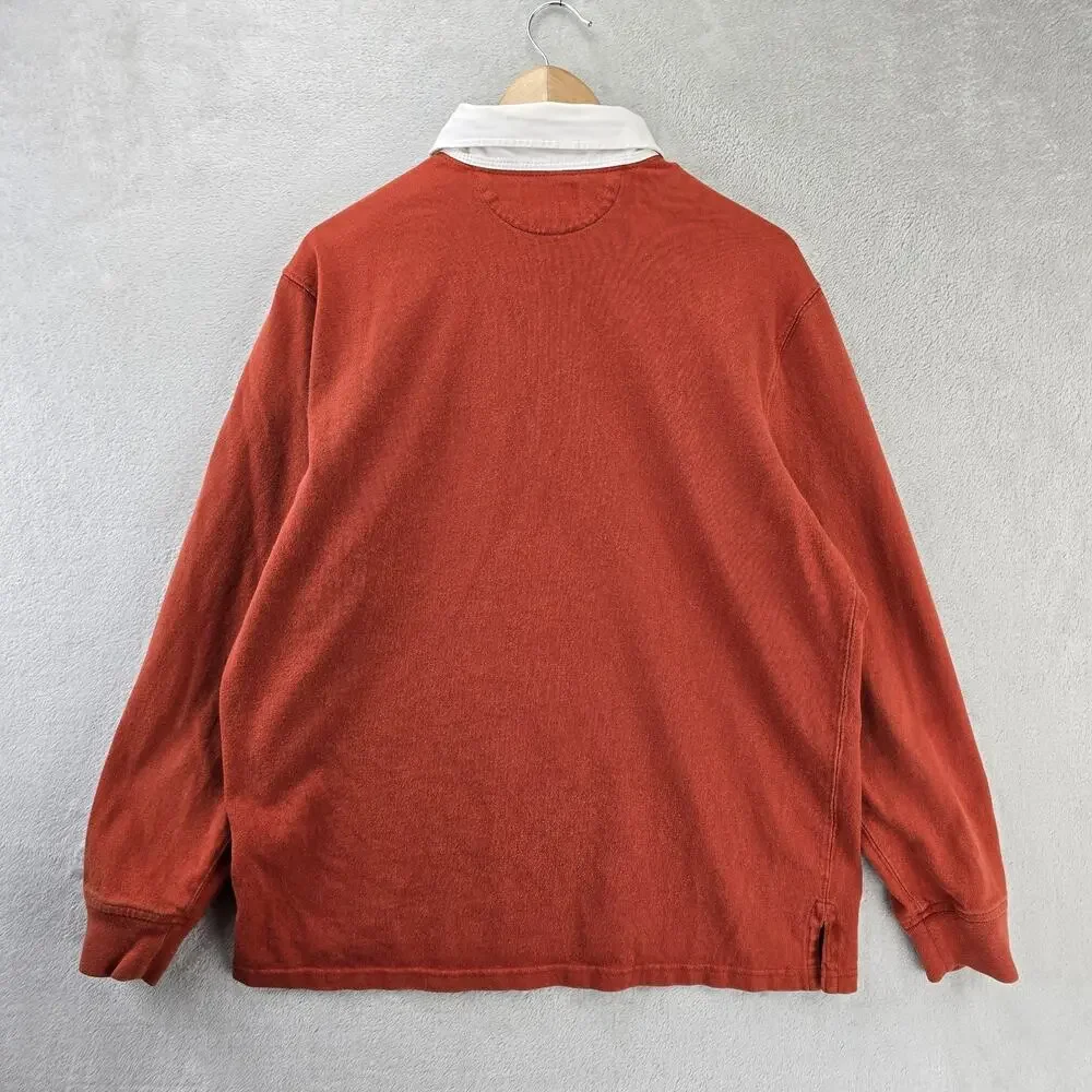 Polo Ralph Lauren Rugby Polo Shirt Mens Large Orange Long Sleeve Pony Logo